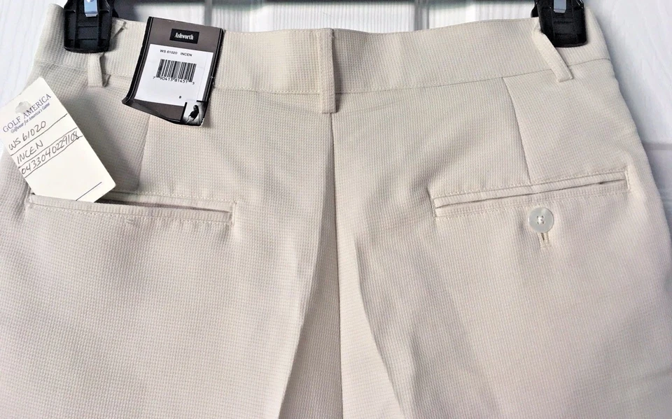 Bermudas de golf Ashworth para mujer plisadas delanteras rayón poliéster marfil talla 8 nuevas con etiquetas Foto 4 de 4