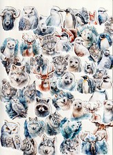 48 Cute Animal Stickers /Winter Reward Stickers kids tigers penguins bears moose