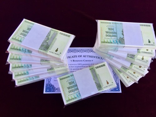 10X PCS AUTHENTIC ZIMBABWE ZIM 10 TRILLION AA 2008 UNC CERTIFICATE COA UV PASSED - 第 9/12 張圖片