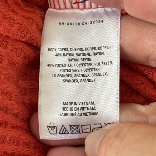 Anthropologie Akemi + Kin Orange Waffle Knit Surplice Sweater Size S Casual Boho - Picture 7 of 8