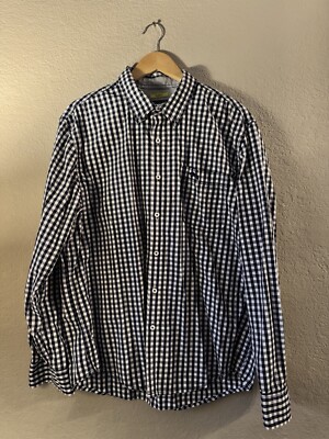 Men s American Rag Blue Checkered Button Up Shirt, SIZE XL