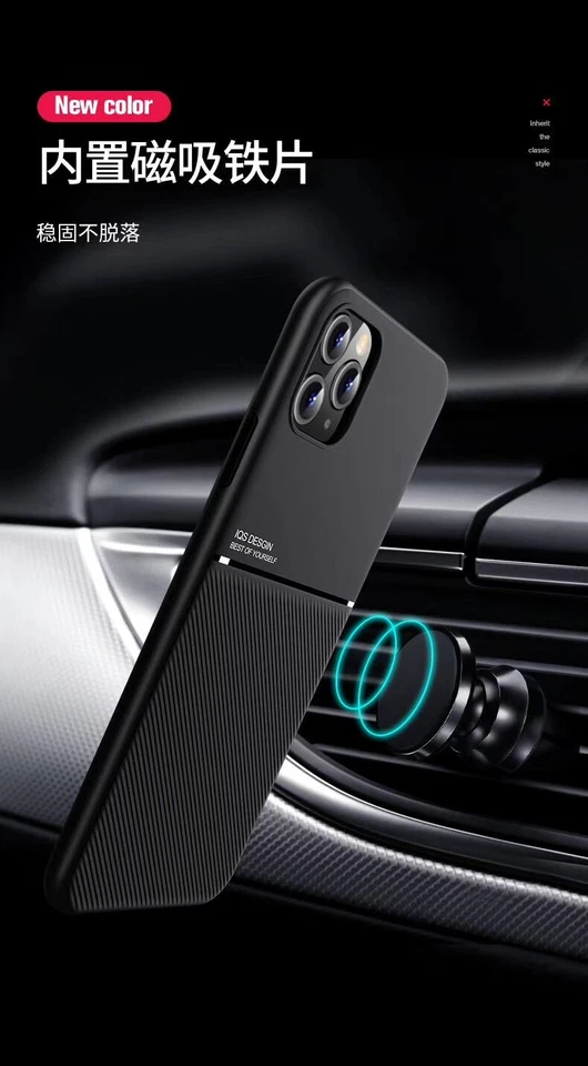 Funda de cuero magnética de lujo resistente híbrida de fibra de carbono rígida para teléfono inteligente Foto 4 de 4