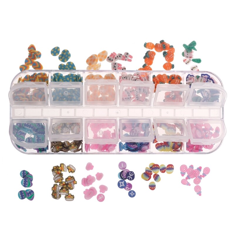 12-Grid Rabbit Carrot Egg Flower Slices for DIY Resin Fillings
