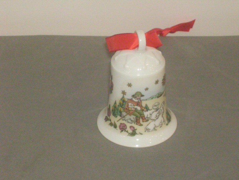 Hutschenreuther Germany Bell 1993 Christmas Ornament  "Shepherd and Sheep" MIB 