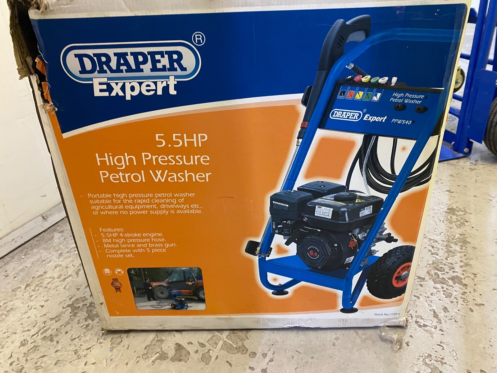 DRAPER EXPERT TOOLS 5.5HP Petrol High Pressure Washer (77593) Portable