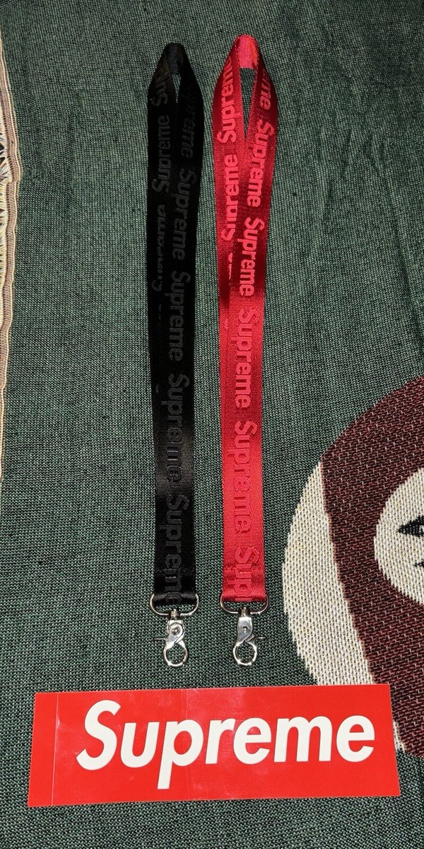 Supreme Nylon Lanyard Black Red 2016 Supreme Lanyard Red Black SS16 (Bundle)