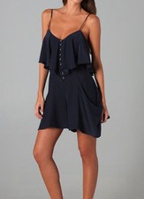 NWT! Sexy EVER Silk FLIRTY RUFFLE BUTTON ROMPER PLAYSUIT w/pockets - SOLD OUT!