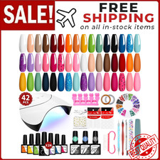 Gel Nail Polish Kit With UV Lamp Light Poly Extension Soak Off Manicure Tool Set