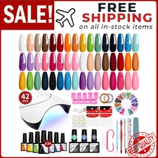 Gel Nail Polish Kit With UV Lamp Light Poly Extension Soak Off Manicure Tool Set