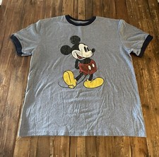 Walt Disney Mickey Mouse Men's Florida Ringer Tee Character T-Shirt Size L Blue