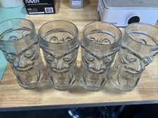 Set of 4 Anchor Hocking Glass Screaming Tiki Glasses
