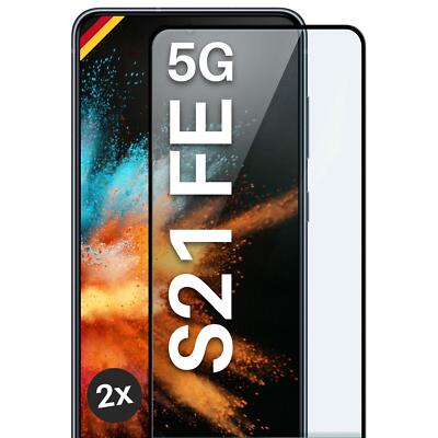 2x Panzerfolie für Samsung Galaxy S21 FE 5G Glas Full Screen Cover Schutzglas