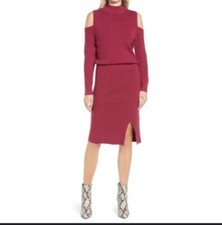 New Chelsea28 Burgundy long sleeve knit dress, Size XS