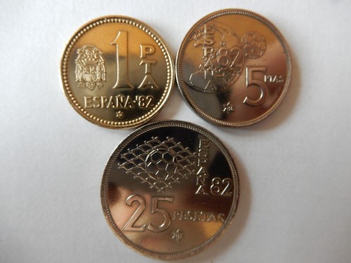 Spain 1981 World Cup 1982 Coin Set (3 Coins)- 1, 5 and 25 Pesetas