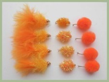 Blob and Egg Trout Flies, 12 pack, Orange, size 10, for fly fishing
