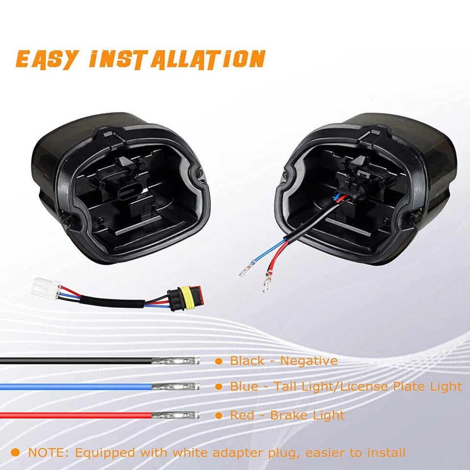 For Harley Touring Road King Dyna Glide Softail Sporster LED Tail Lights Brake  - Image 4 of 4