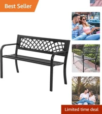 Stylish Iron Steel Frame Patio Bench - Durable and Rust-Resistant Black Design