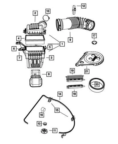 Cubierta purificadora de aire delantera genuina Mopar 2004-2009 Dodge Durango 53032528AE Foto 4 de 4