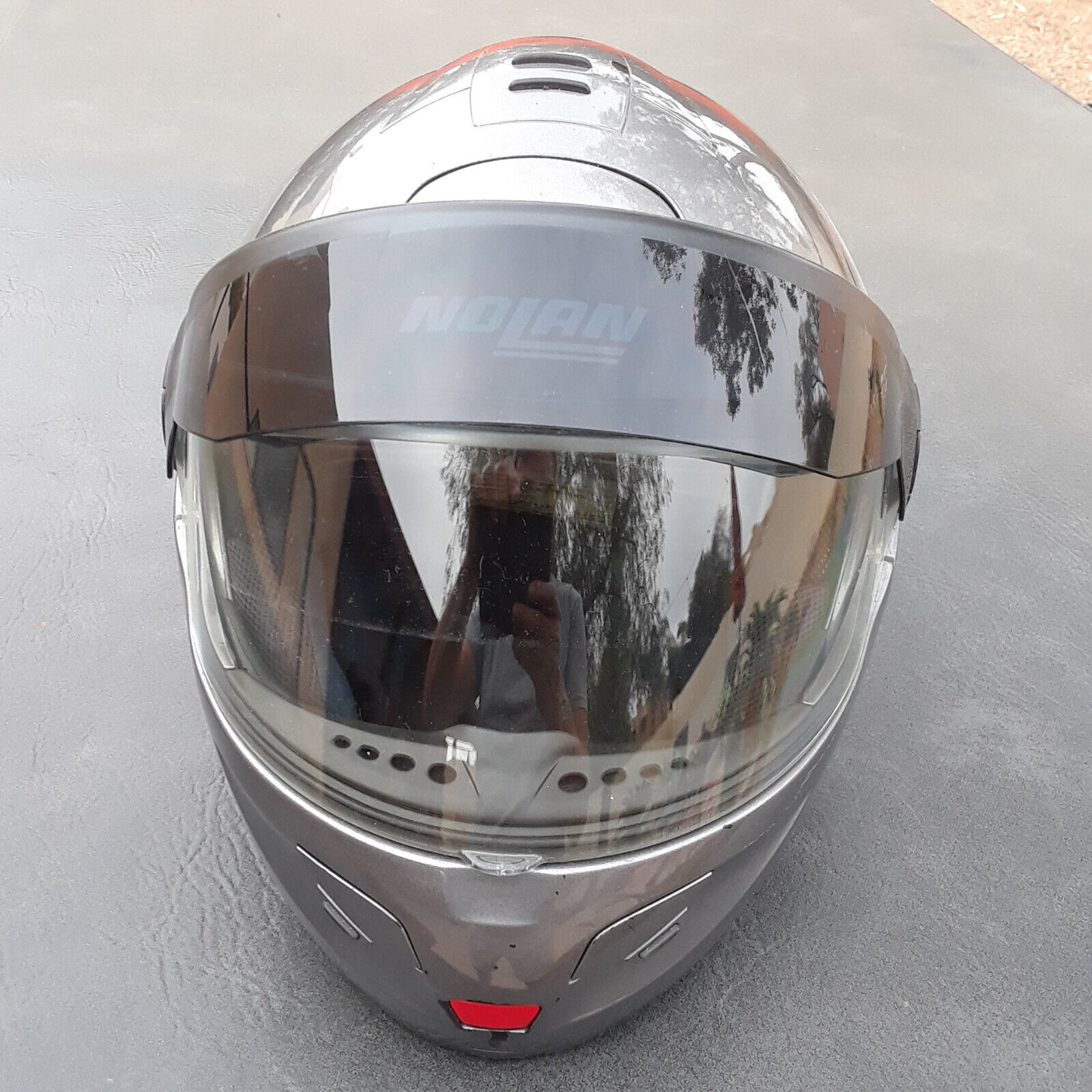 Metallic Gray Nolan N102 Flip Up Chin Guard Motorcycle Helmet - XL