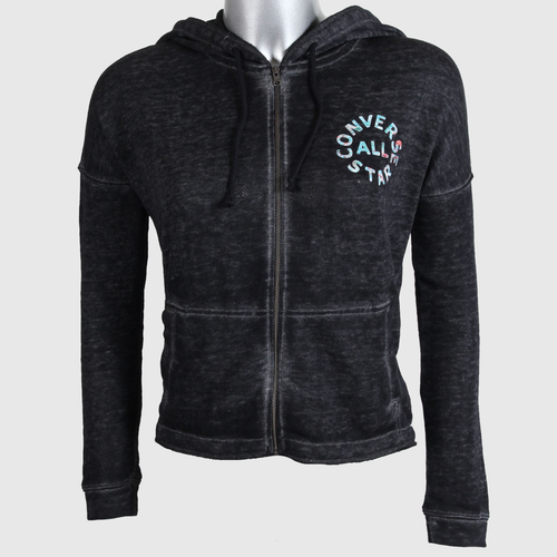 New! Converse women's grey tri blend zip hoodie - Small - hooded jacket jumper - Picture 3 of 8