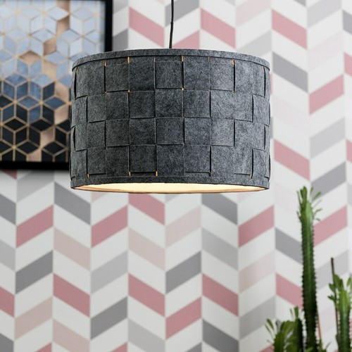 Ceiling Light Shade Modern Grey Felt Weave Design Easy Fit Drum Lampshade Home - Picture 19 of 24