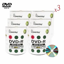 1800 Smartbuy DVD-R DVDR 16X Blank Record Disc With Shiny Silver Top Media Disc