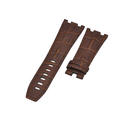 28mm Brown Leather Watch Strap For Audemars Piguet Royal Oak 42 Grip Tang Buckle
