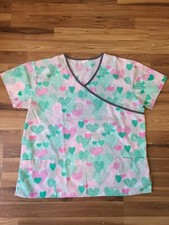 Heart Scrub Top Womens XL