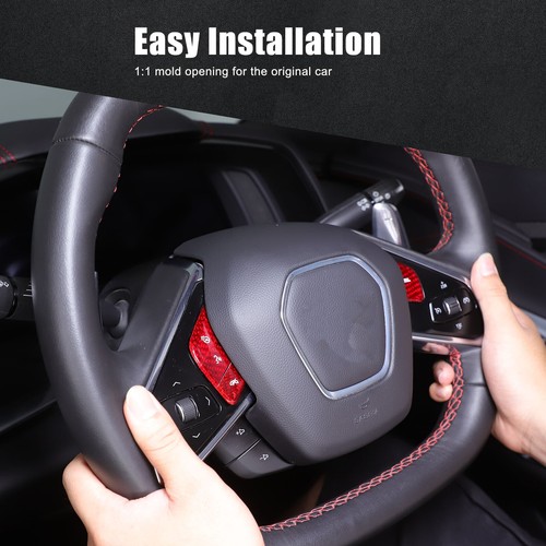 Red Real Carbon Fiber Full Interior Set Decor Cover Trim Kit for Corvette C8 20+ - Picture 5 of 444