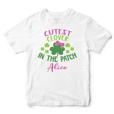 Personalisiertes süßestes Kleeblatt im Aufnäher Mädchen T-Shirt Geschenk für St Patricks Da...
