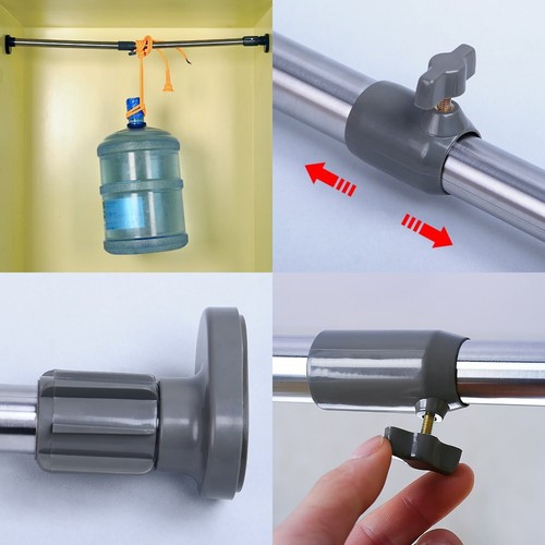 Adjustable Shower Curtain Rod Wardrobe Tension Rail 28-47 Inch Gray - Picture 6 of 7