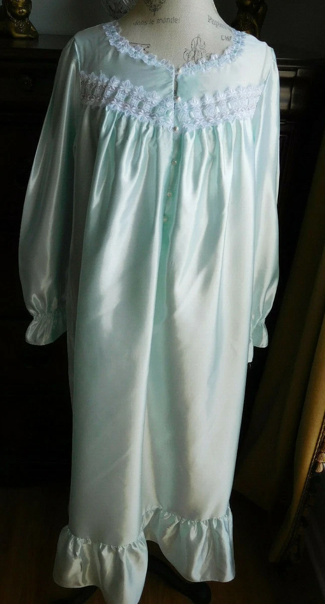 NWOT SATINY BLUE w LACE FUNDAMENTALS LONG SLEEVE LONG PRAIRIE