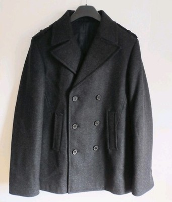 Neil Barrett Caban Mantel Peacoat Kurzmantel L 52 Wolle Kaschmir Designer Coat