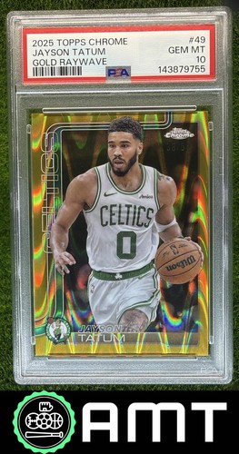 Jayson Tatum PSA 10 2025-26 Topps Chrome 38/50 RayWave Gold Refractor Celtics 55