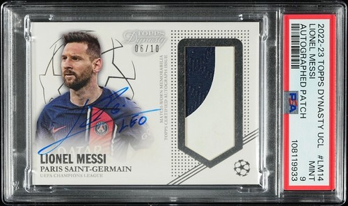 2022 Topps Dynasty UEFA Champions League Lionel Messi Patch Auto (6/10) PSA 9