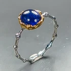 Fine jewelry ring Blue Sapphire Ring 925 Sterling Silver Size 8 /R473901