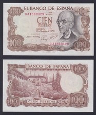 Spain Banknote 100 Pesetas 1970 P.-152a FDS/UNC