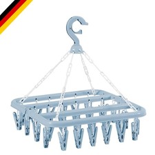 Faltbarer Wäscheständer mit 32 Clips Blau, leicht, platzsparend für Kleidung