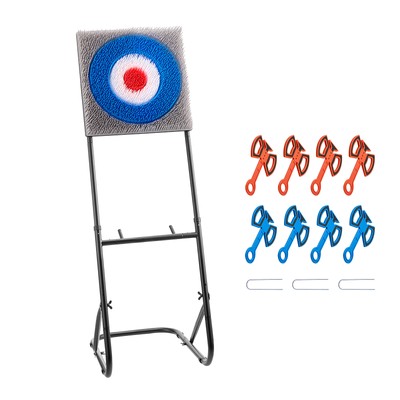 Axe Throwing Game Plastic Bristle Target with 8 Throwing Axes Set Steel Frame
