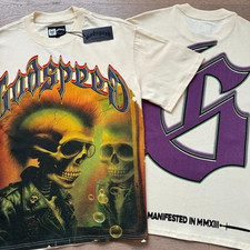 NEW Mens Tee Street Rock Godspeed Skeleton print Short sleeve T-Shirt 2 Colors