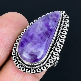Sage Amethyst 925 Silver Plated Handmade Ring of US Size 9