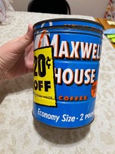 Maxwell House Coffee Can Blue Background 2 Pounds Cylinder Can