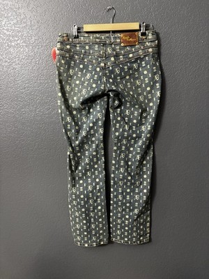 Vintage Apple Bottoms Jeans Repeating All Over Monogram Y2K Low Rise Size 8￼