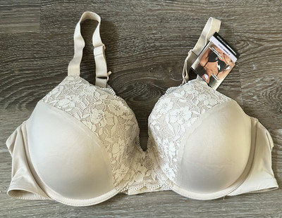 Maidenform Everyday Luxe Embellished Lace Underwire T Shirt Bra Almond 40C