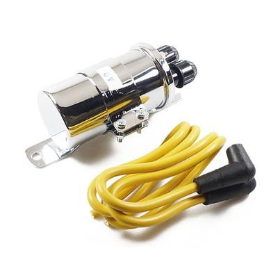 Universal Zündspule Ignition Coil rund 6 Volt chrom für Harley WL Oldtimer