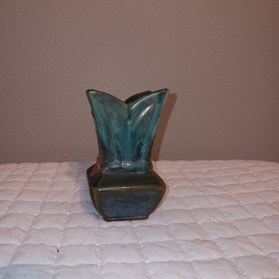 Vtg McMaster Glaze Drip Mini Vase Dundas Canada Green Toranto