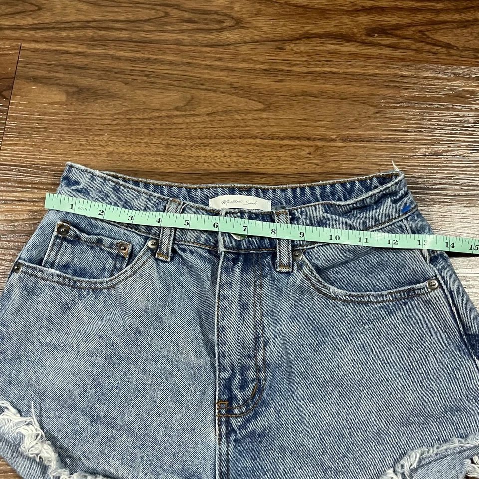 Mustard Seed Distressed Cut off Shorts Casual Blue Cotton Women's Size Small - Image 2 of 4