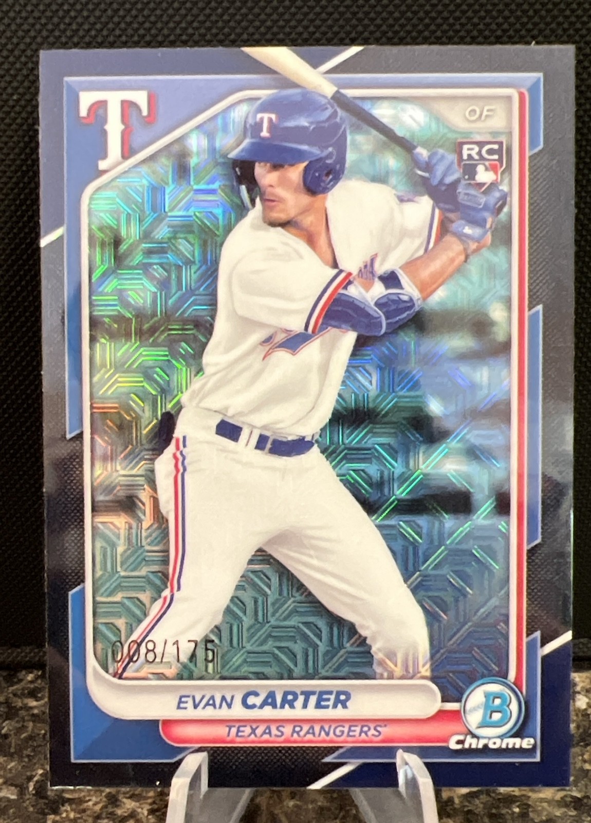 2024 Bowman - Evan Carter #46 Chrome Navy Mojo Refractor /175 (RC)