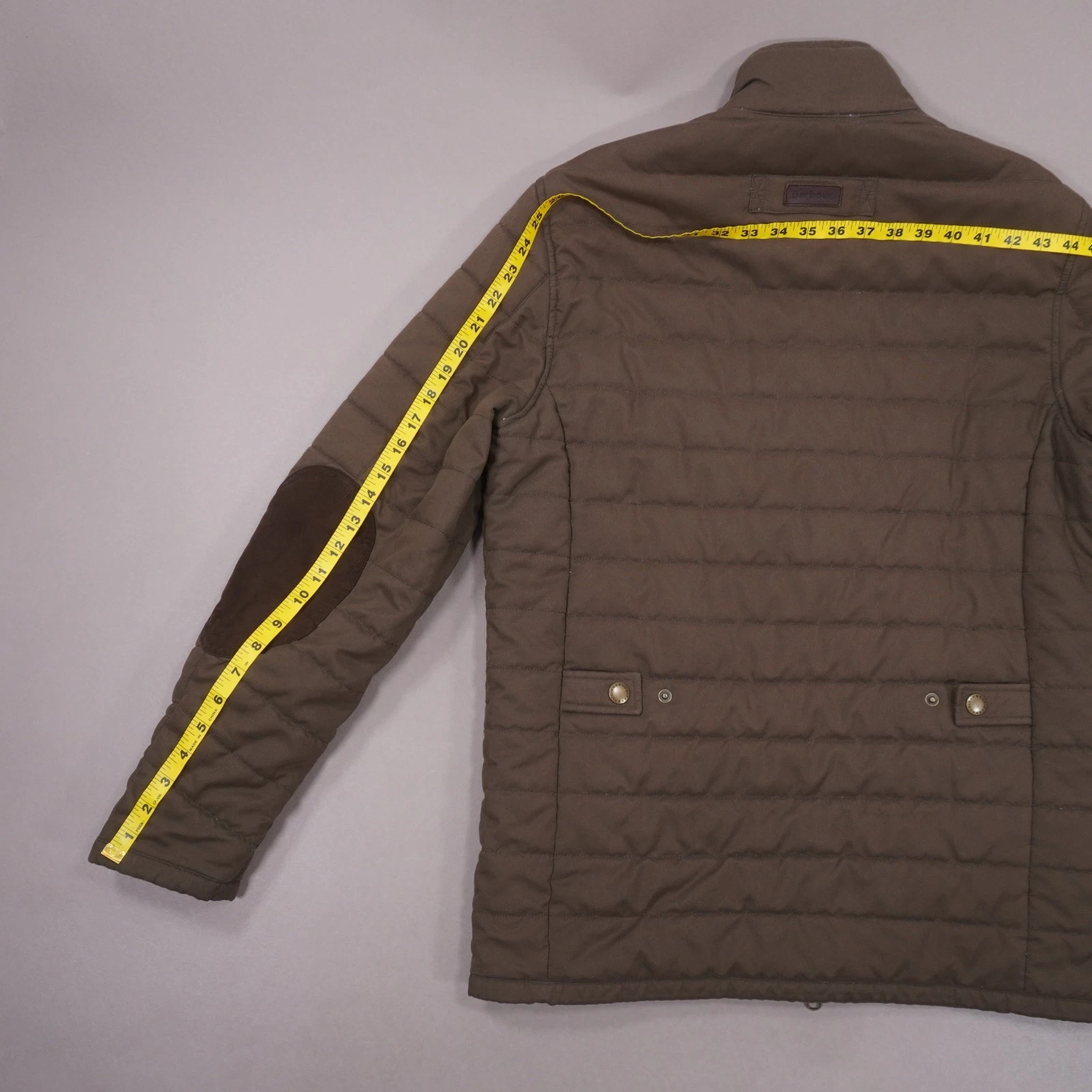 Barbour Quilted Shooting Jacket Full Zip Mens Medium Brown Pockets image 11