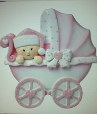 NEW BABY CARRIAGE- GIRL Personalized Christmas Tree Ornament